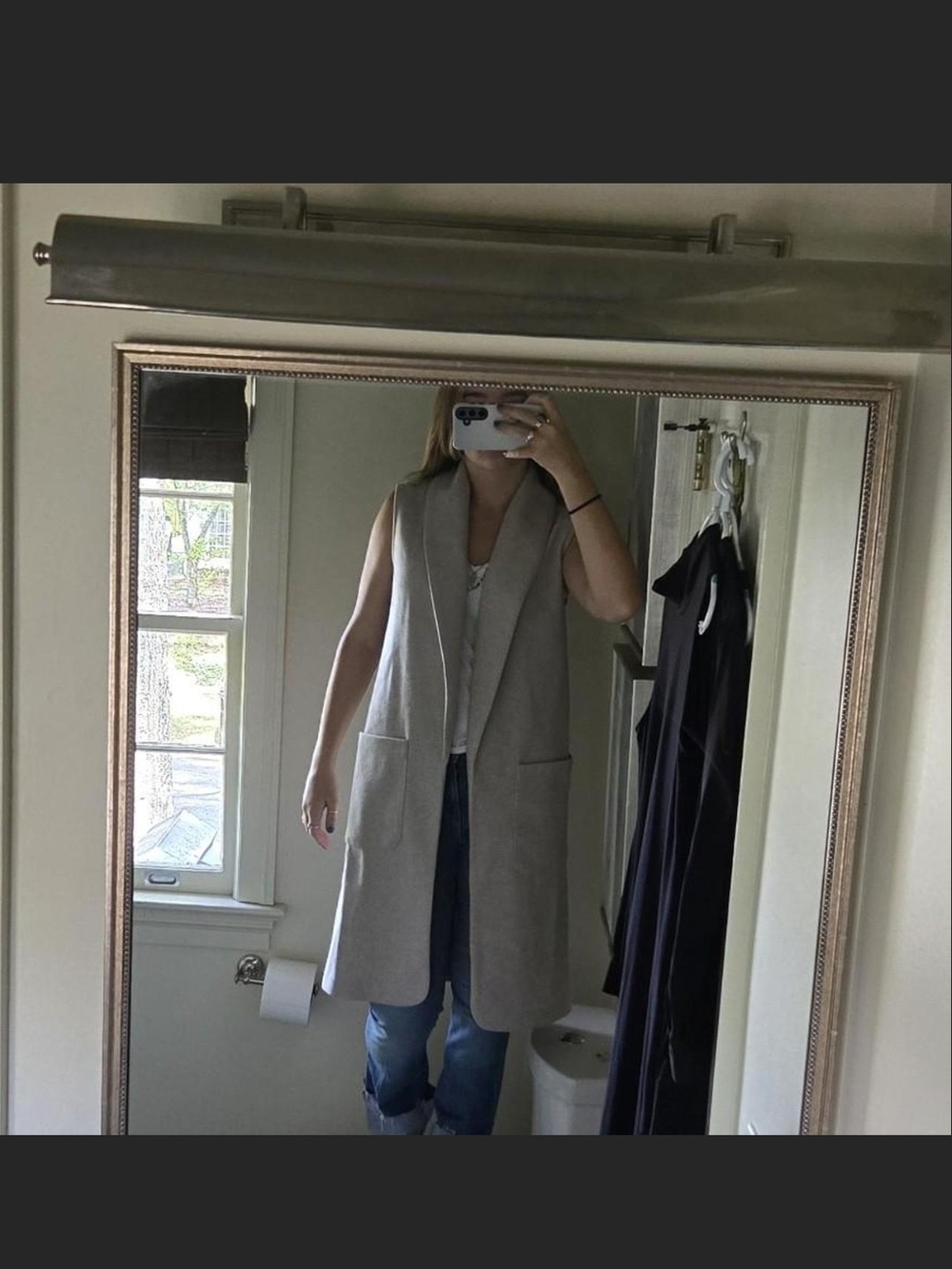 Joie Light Gray Sleeveless Long Open Vest